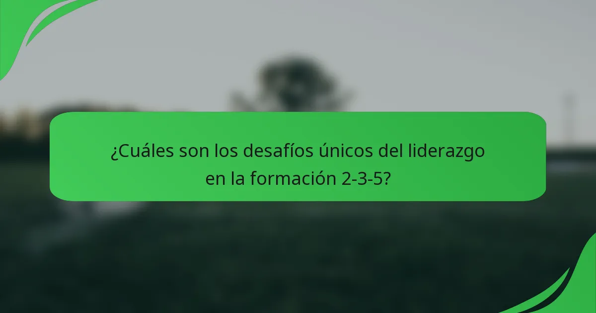 ¿Cuáles son los desafíos únicos del liderazgo en la formación 2-3-5?