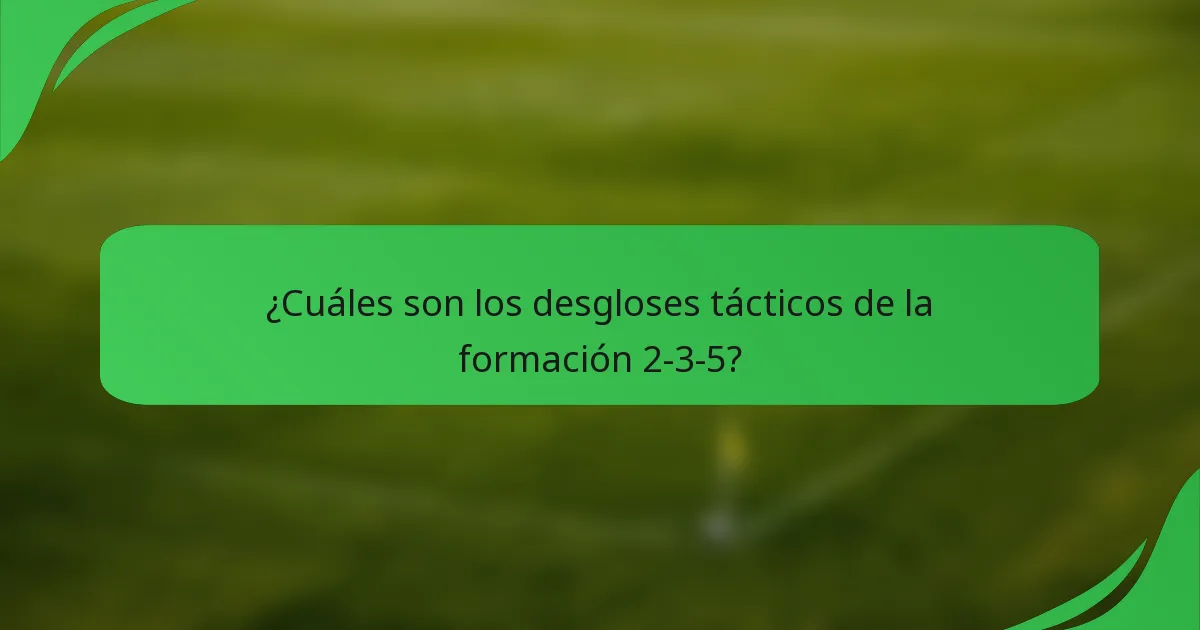 ¿Cuáles son los desgloses tácticos de la formación 2-3-5?