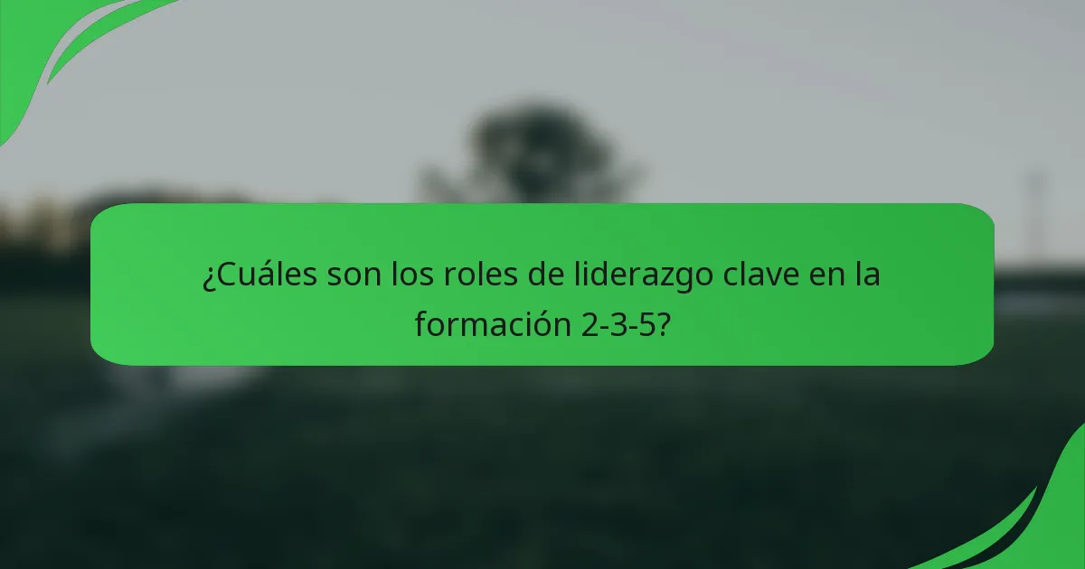¿Cuáles son los roles de liderazgo clave en la formación 2-3-5?