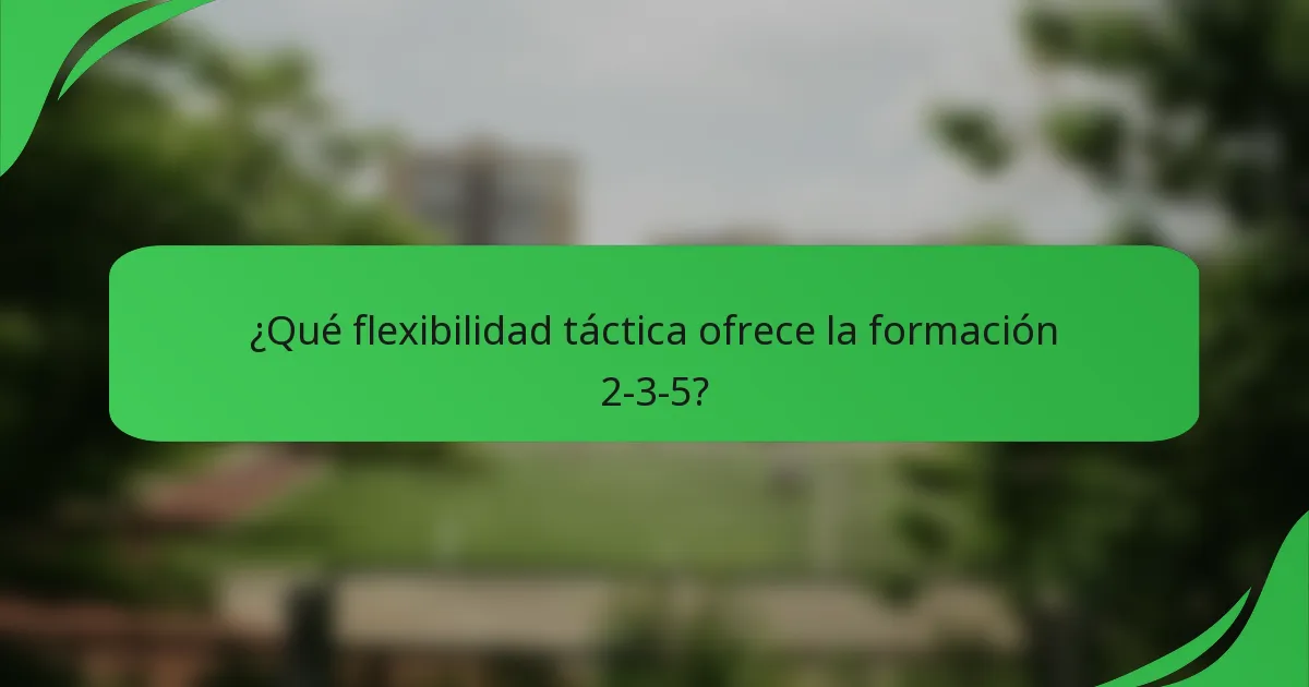 ¿Qué flexibilidad táctica ofrece la formación 2-3-5?